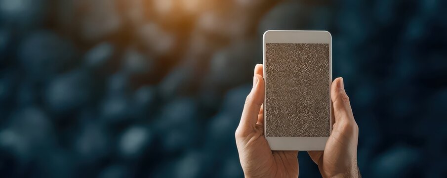 economy consumption demand concept. Hands holding a smartphone displaying a QR code against a blurred background. - Powered by Adobe