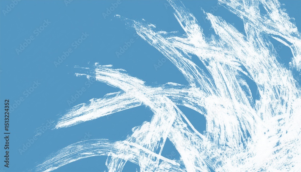 Poster abstract white brush stroke texture on blue background for digital design, branding, poster art, or 