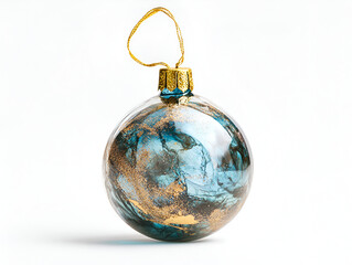 Elegant Glass Ornament Featuring Gold and Blue Marble Design
