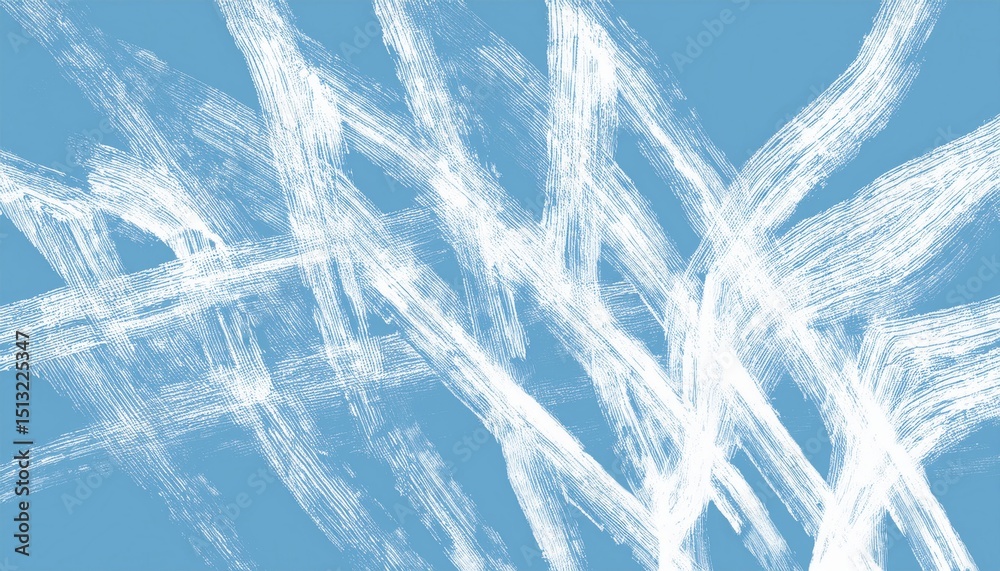 Poster abstract white brush stroke texture on blue background for digital design, branding, poster art, or 