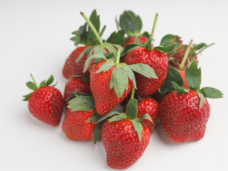 Fresh strawberries on white background