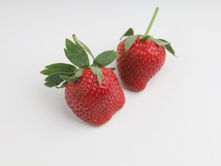 Fresh strawberries on white background
