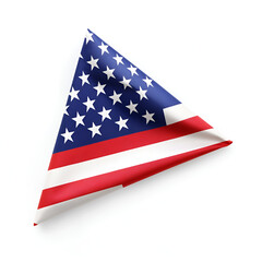 Folded American Flag on White Background
