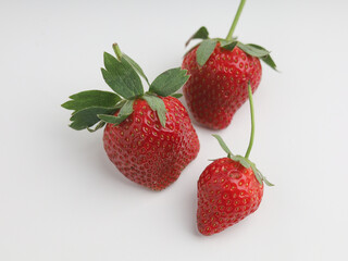 Fresh strawberries on white background