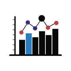 Business data graph with bar chart and line graph colorful presentation