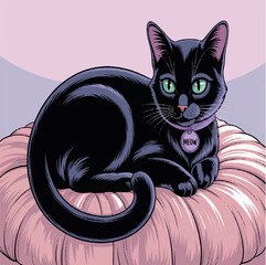 illustration, animal, pet, vector, drawing, cat, cute, kitten, cartoon, graphic, design, kitty, isolated, art, character, background, white, breed, icon, colorful, print, funny, decoration, doodle,