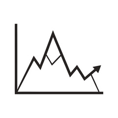 Black and white line graph chart demonstrating growth and progress