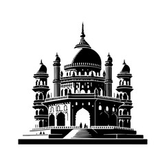Taj Mahal Silhouette - Iconic Indian Landmark Vector Art