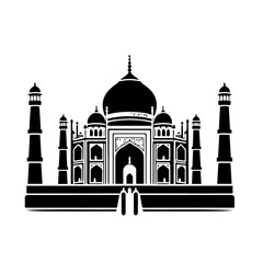Taj Mahal Stencil Art - Iconic Indian Landmark Silhouette Vector