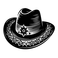Ornate Cowboy Hat Vector Art - Ethnic Pattern Sombrero Illustration