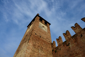 Castelvecchio Tower of the Old Castle in Verona, a Scaliger Fortress in the Veneto Region of Italy