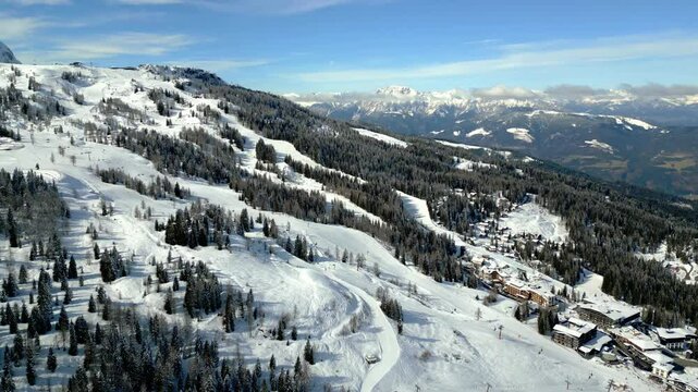 Winter and snow at Passo Pramollo. On the border between Italy and Austria