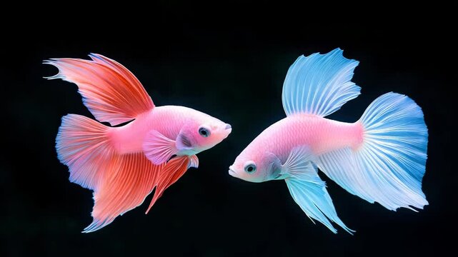 Colorful betta fish swimming gracefully in a serene aquarium.
