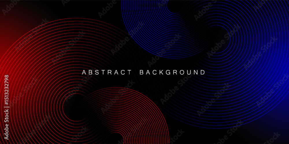 Wall mural abstract futuristic technology lines background with red and blue light effect. gradient circle line