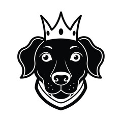 black dog head wearing crown pet animal vector