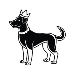 black dog wearing crown pet animal vector