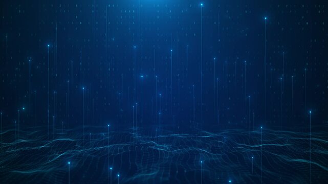 High tech HUD grid Digital technology moving wave background, Big data digital data flow. news studio product corporate advertising block chain, analysis Artificial Intelligence Quantum Computer 3D 4K