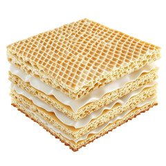 Fototapeta premium Crispy wafer layers filled with creamy filling, perfect for desserts and snacks. Enjoy delightful texture and taste of this sweet treat