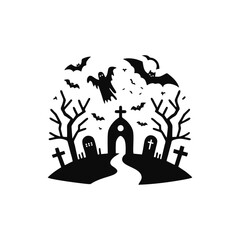 Fototapeta premium Graveyard logo icon design illustration Halloween