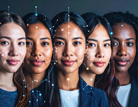 Futuristic Digital Avatars with AI Facial Technology, Generated image