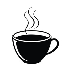 black vector silhouette coffee cup with smock flo