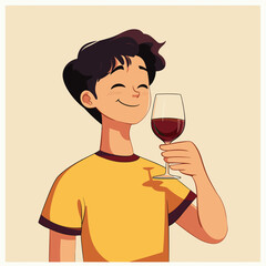 Celebration with Wine Glass Illustration