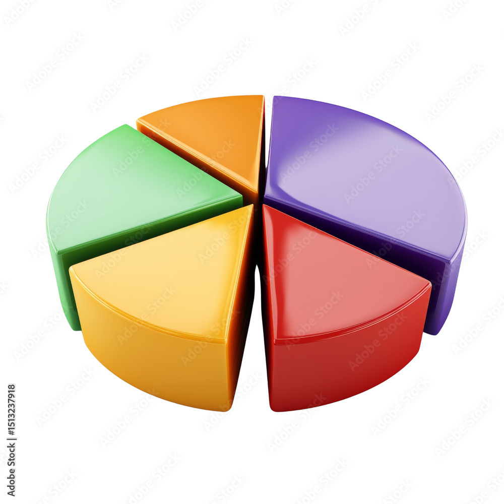 Leinwandbilder Colorful pie chart segments arranged in circular shape, representing data visualization. vibrant colors include green, orange, purple, red, and yellow, creating engaging visual for presentations