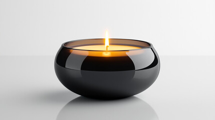 burning candle in the glass