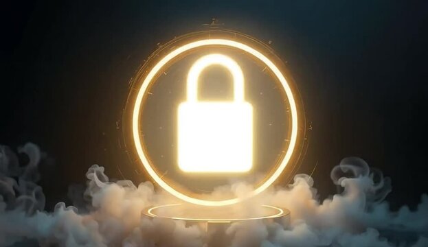 Glowing lock icon represents strong digital security.

