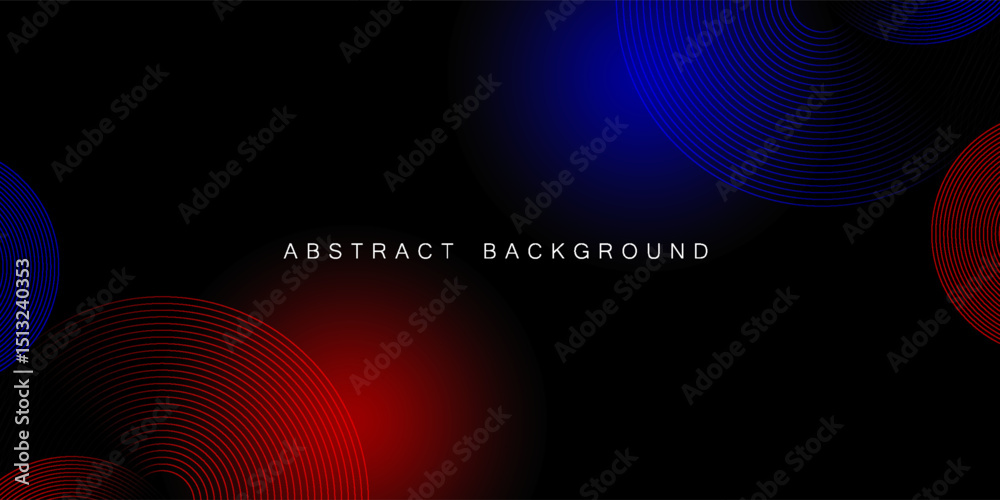 Wall mural abstract futuristic technology lines background with red and blue light effect. gradient circle line