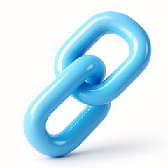 3D icon of Blue chain link isolated on white background representing connection and security