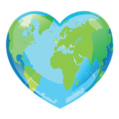 Heart-shaped world globe concept, symbolizing love for travel, global unity, and caring for the environment. Perfect for themes of compassion, sustainability, and world appreciation.