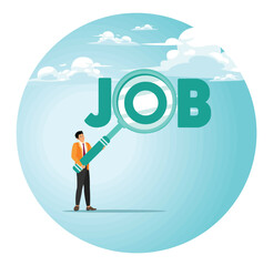 Job search concept, employee finding new job.