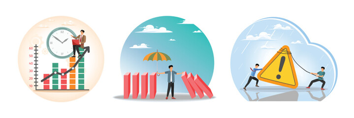 Business Success, Control risk in investment crisis, Attention message, beware or mistake warning