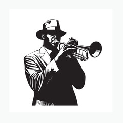 trumpet player silhouette © noer