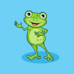 cute green frog cartoon character