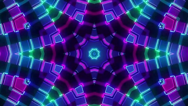Neon Kaleidoscope Loop &ndash; Hypnotic Animated VJ Background