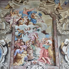  BOBBIO, ITALY - MAY 20, 2025: The baroque fresco of Assumption of Virgin Mary in Cathedral (Santa Maria Assunta) by Francesco Porro (1723). © Renáta Sedmáková