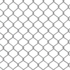 Fototapeta premium Seamless Chain Link Fence Texture, Gray Wire Mesh on White Background, Seamless Pattern for Security & Industrial Use, Vector Style