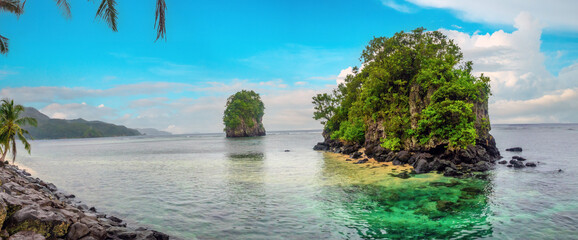 The iconic offshore rock formations known as Fatumafuti (also Fatu ma Futi or Tower Rocks) in...