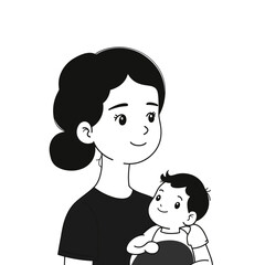 Illustration of a Loving Mother Holding Her Baby