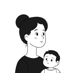 Illustration of a Loving Mother Holding Her Baby