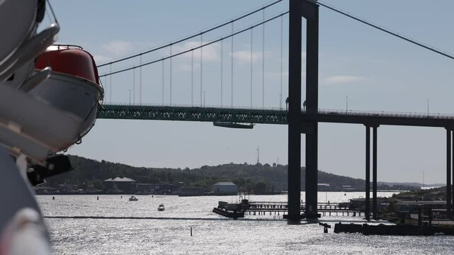Gothenburg, Sweden A ship navigates through the harbour of Gothenburg and the &Auml;lvsborg Bridge (Swedish: &Auml;lvsborgsbron)