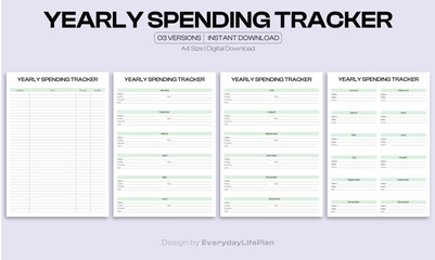 Yearly Spending Tracker Printable Budget Template