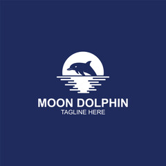 moon and dolphin logo icon vector illustration