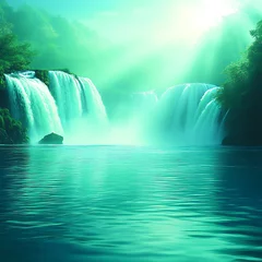 Fototapete Serene waterfall landscape © Cah