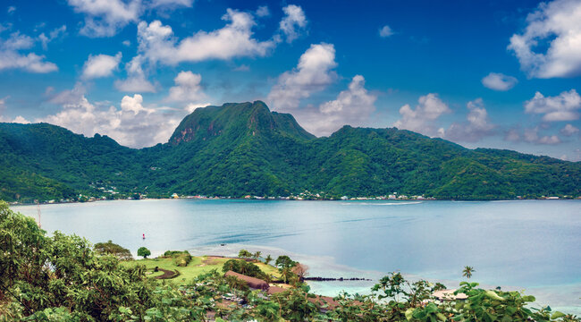 Fototapeta View of Pago Pago Harbor on Tutuila Island, American Samoa iOne of the world's largest natural harbors.