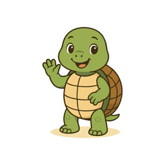 tortoise with turtle. Animal cartoon mascot character illustration, cute jungle animal design, wildlife vector clipart, animal artwork for kids story, game character and educational content