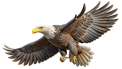 Fototapeta premium Majestic bald eagle soaring through the sky with graceful wings spread wide
