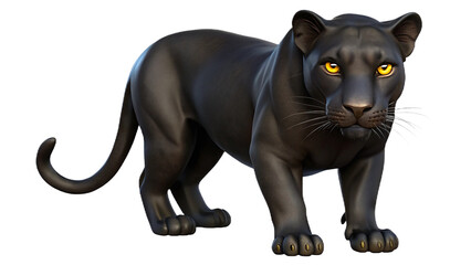 Majestic black panther in a powerful standing pose with intense gaze and alert attention